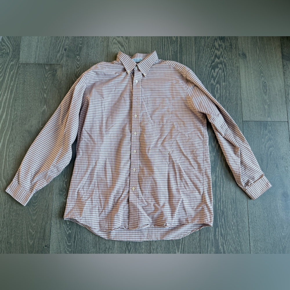 L.L. Bean Plaid Button Down in Red White Gray Size 17 1/2 - 37